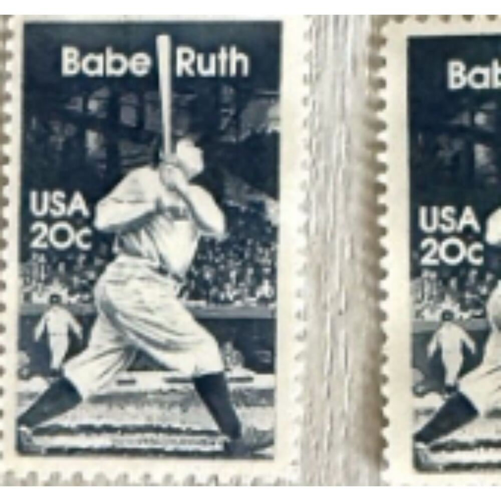 Babe Ruth 20C Stamps (1983 collector's item)). Lot of 4
